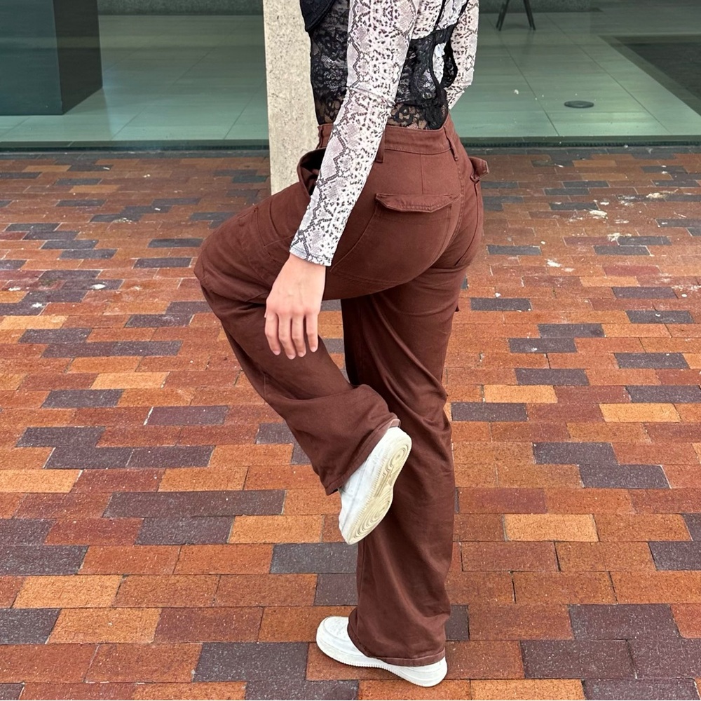 Primark Denim Co Brown Cargo Style Straight Leg Pants - Picture 2 of 8